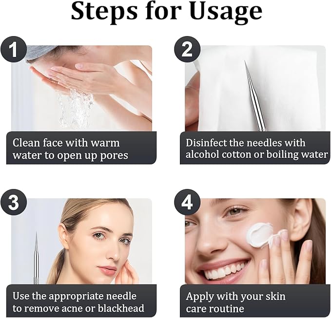 Pimple Popper Tool kit Blackhead Remover Comedone Extractor Kit with Box for Easily Remove blackheads, Acne, Blemishes, Whiteheads, pimples and Papules from the face and Bonus Gift -6pcs