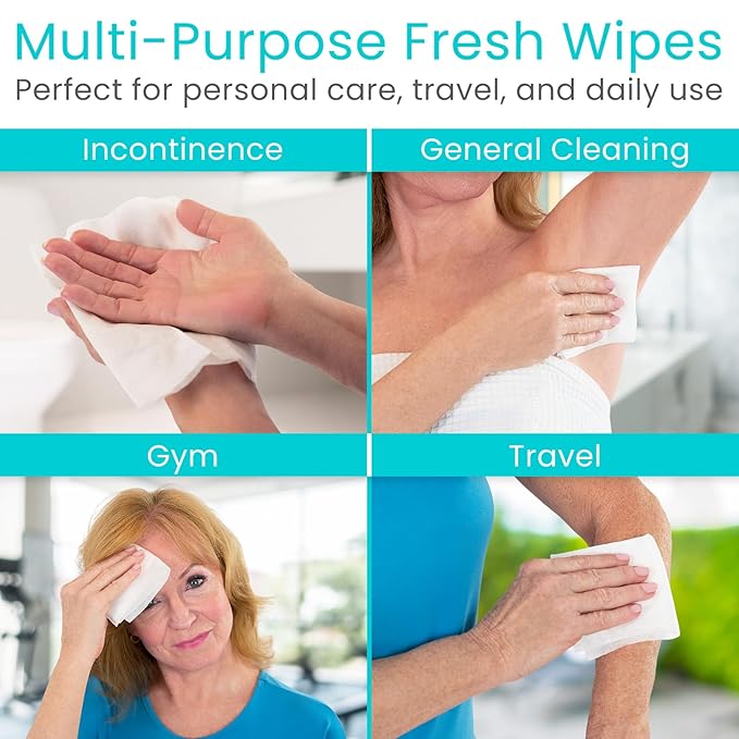 Vive Disposable Washcloths for Adults & Elderly (1 Pack - 50 Count - 8"x12") – Incontinence Wipes for Men & Women – Hypoallergenic No Rinse Adult Body Wipes for Sensitive Skin – Unscented