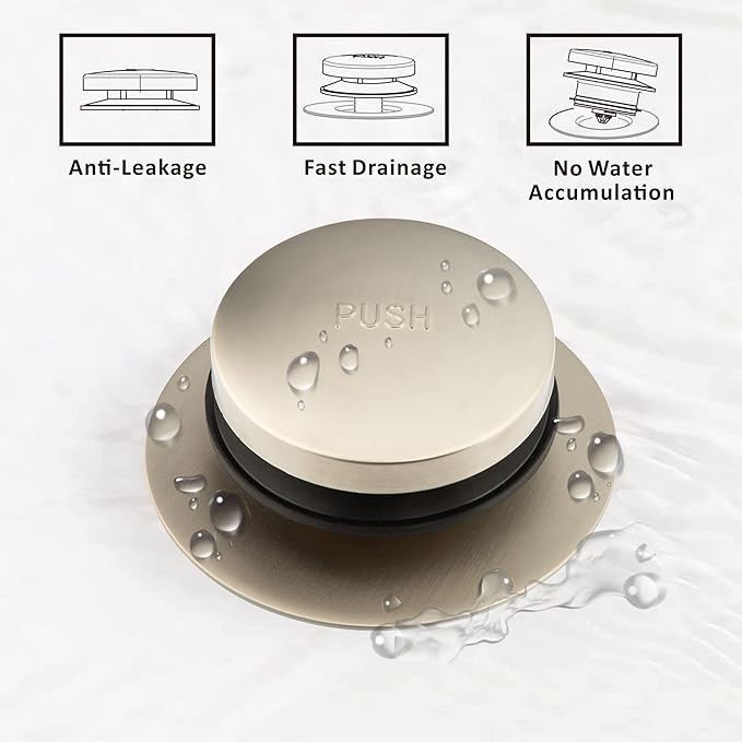 Artiwell Universal Tip Toe Bath Drain Stopper and Cover, Bathtub Drain Stopper, Replaces Lift and Turn, Tip-Toe and Trip Lever drains for Tub, EZ Installation and Clearing (Brushed Nickel)