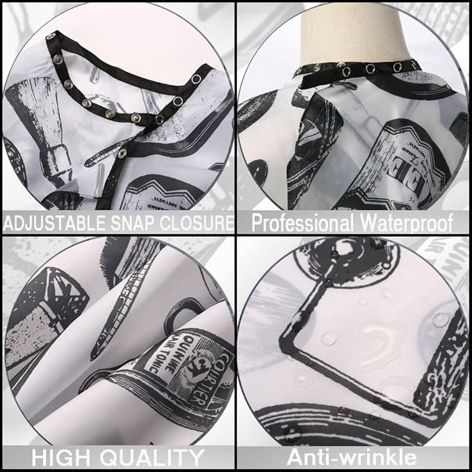 Professional Hair Cutting Cape with Neck Duster Brush, Salon Barber Cape, Hairdressing Accessories (White Floral Print)