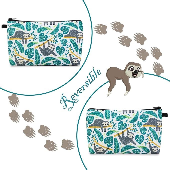 MAGEFY Small Makeup Bag Waterproof Cosmetic Bag Portable Travel Makeup Bags with Zipper Lightweight Makeup Pouch (1 pack, 0172 sloth gifts)