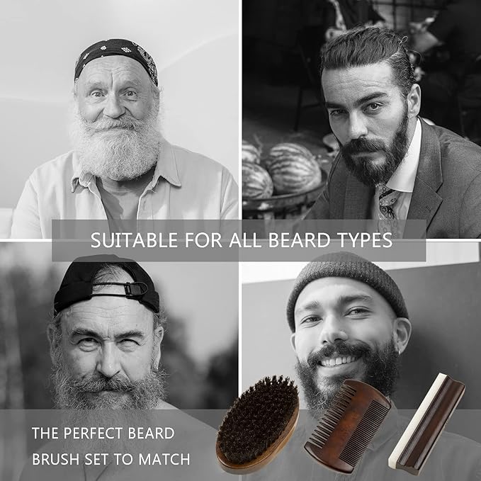 Beard Grooming Kit For Men - European Vintage Style w/Beard Comb, Beard Brush, Beard Bar - Focusing On Men's Beard Care, Mastering The Beards Of Men All Over The World