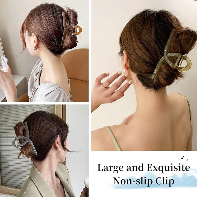Big Hair Claw Clips for Women - 5.1 Jelly Clips, Larger Size for Long, Thick Hair, 4 Pcs