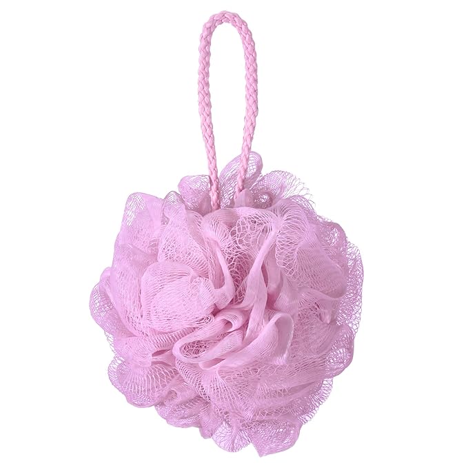 60g/pcs Pink Mesh Bath Sponge Shower Pouf Loofahs Shower Puff Pack of 4 (Pink)