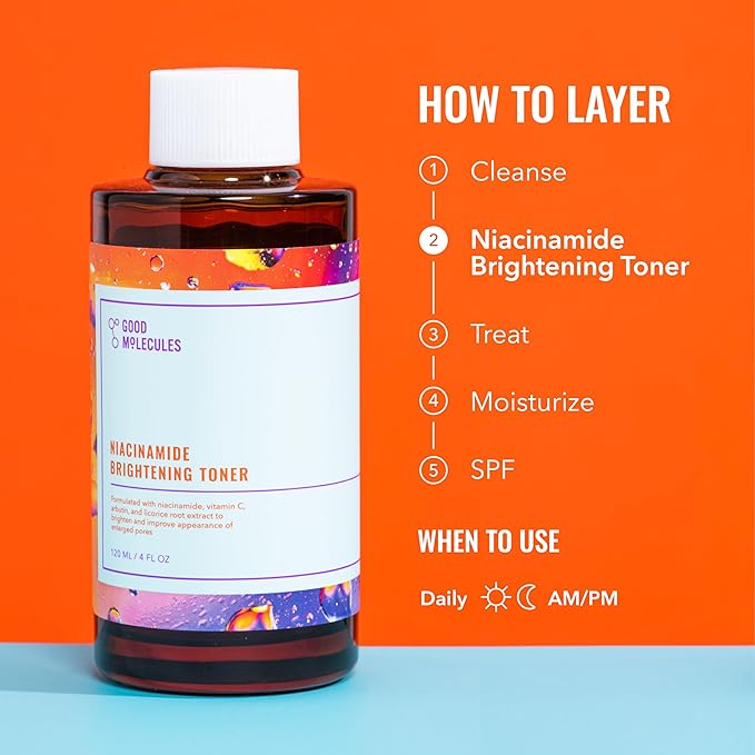 Good Molecules Niacinamide Brightening Toner Pack 3 – 120 ml / 4 fl oz Each | Facial Toner with Niacinamide & Arbutin for Even-Looking Skin