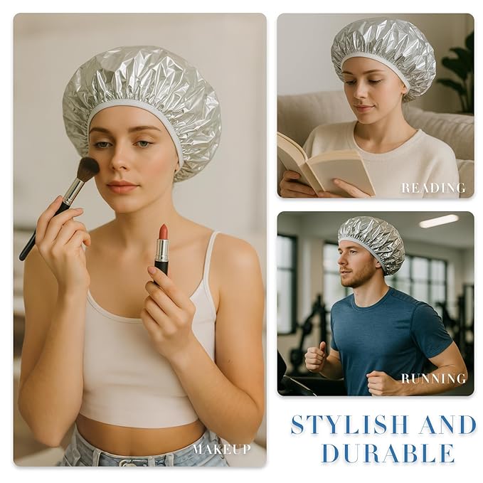 Reusable Aluminum Foil Heat Cap – Deep Conditioning Processing Cap with Elastic Band, Hair Treatment & Coloring Cap for Salon, Sauna & Home