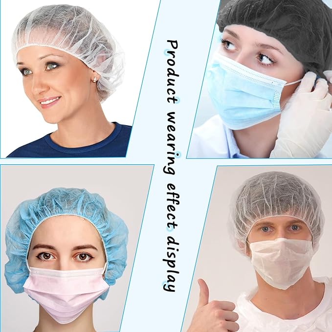 Disposable Bouffant Caps, 21inches Hair Net, Elastic Dust Cap for Food Service, Sleeping Head Cover