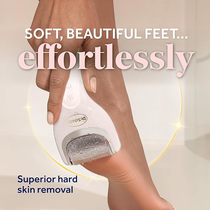 Dr. Scholl's Pedi Perfect Electric Foot Callus Remover, Waterproof, Rechargeable with x2 Roller Heads, Removes Hard Skin for Soft Beautiful Feet, 90 Minute Run Time, Dust Catcher, Pedicure Tools