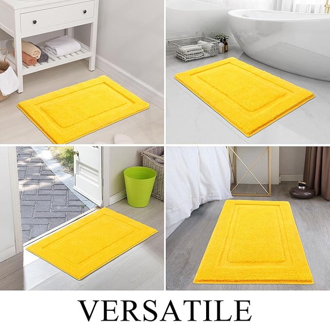 SHACOS Bathroom Toilet Rugs Set 2 Pieces Soft Absorbent Bath Rugs with U Shape Toilet Rug Bath Mat Contour Rug Non Slip Microfiber Plush Shower Rug Machine Washable (20"x24"+20"x32",Yellow)