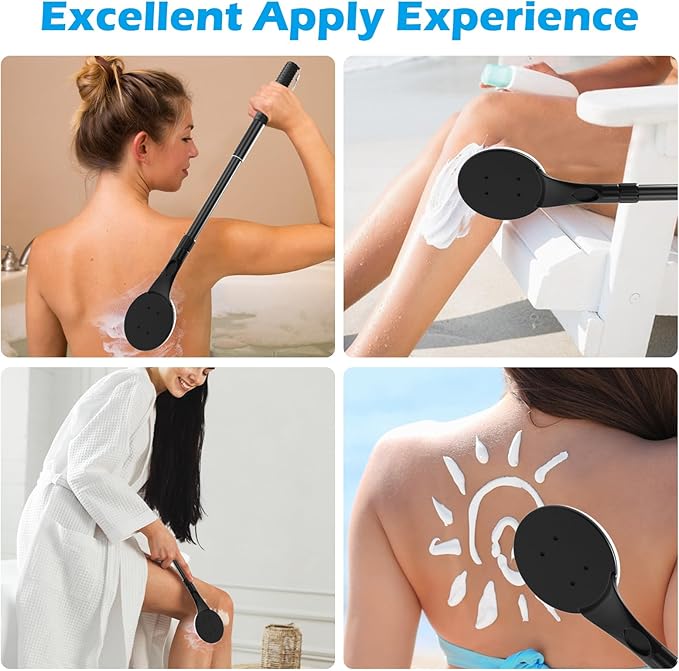 Lotion Applicator for Back, 25.7” Telescopic Back Lotion Applicator, Easy Reach and Washable, Back Self Tanner Applicator