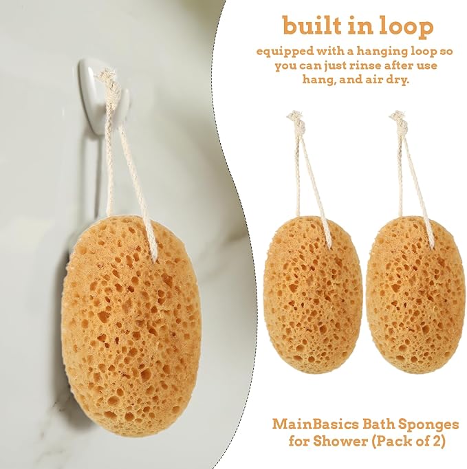 Shower Sponge, 2 Pcs Large Bath Sponges for Shower Body Scrubber Soft Loofah Exfoliating Sponge for Women Men Home Bathroom Face Body Washing Bathing Deep Cleansing
