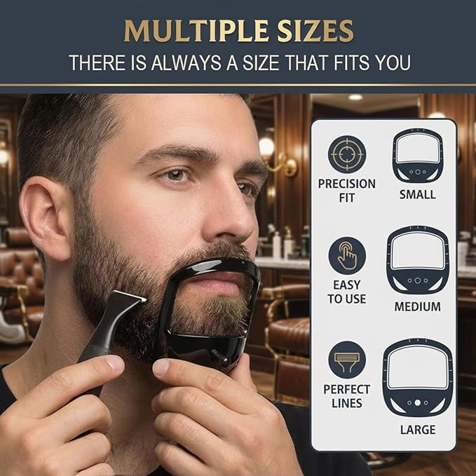 Beard Shaping Tool With 5 Templates, Precision Beard Guide For Clean Lines And Goatee, Durable ABS Beard Shaper Tool For Home Grooming, Portable Beard Accessories For Men (Transparent)