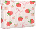 Cute Pink Bows Makeup Pouch for Women Small Make Up Bag for Purse Zipper Initial Makeup Cosmetic Bags Pouches for Purse Aesthetic Travel Toiletry Bags Gift, Red Strawberry