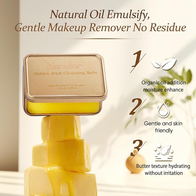 Gentle Travel Size Makeup Melting Cleansing Balm(3.04Oz)-Natural Oil Makeup Remover Hydrating Facial Cleanser for Face Sensitive & All Skin Types