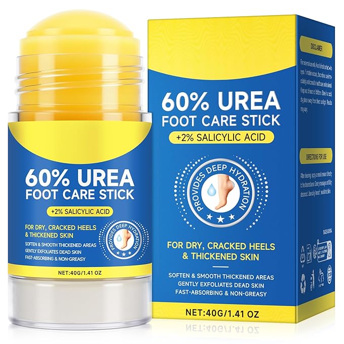 60% Urea with 2% Salicylic Acid Urea Foot Care Stick, Heel Stick for Cracked Feet, Foot Care Cream Moisturizer for Dry Cracked Feet, Knees, Elbows, Hands -1.41oz