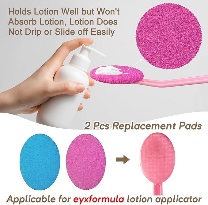 2 Pcs Lotion Applicator Pads - Washable & Reusable Replacement Pads for Eyxformula Lotion Applicators for Back, Leg, Feet - Entire Body Skin Care Tools