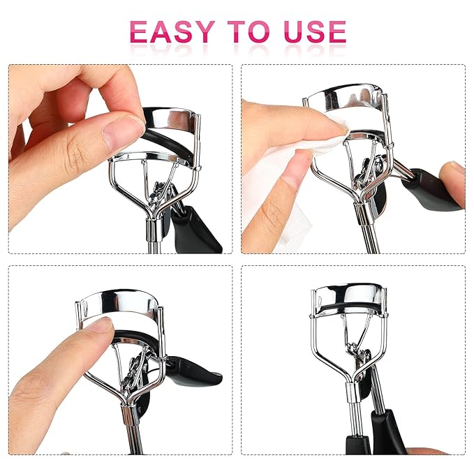 Mudder 80 Pieces Eyelash Curler Refills Eyelash Curler Pads Silicone Rubber Replacement Refills Pads for Universal Eye Lash(Black, Rose)