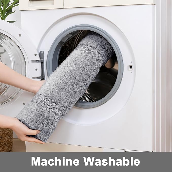 SHACOS Bathroom Runner Rugs Set of 3 Ultra Soft Bath Mat with U Shaped Toilet Rug Absorbent Non Slip Microfiber Bath Rugs for Bathroom Kitchen Bedroom, Light Gray