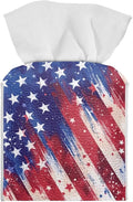 American Flag Tissue Box Cover, PU Leather Square Tissue Holder with Secure Metal Button, Waterproof and Stylish Napkin Dispenser for Home, Office, Car, and Bathroom Decor