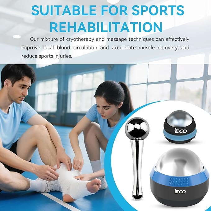 iECO Cold Massage Roller Ball - Ice Roller Ball for Muscles Deep Tissue, Cold & Heat Therapy, Plantar Fasciitis Roller