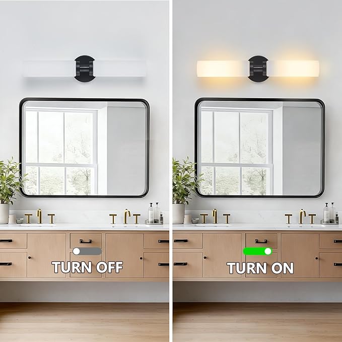 2 Light Black Bathroom Light Fixture Over Mirror, Modern Farmhouse Bathroom Vanity Lights with Milky White Frosted Glass Shade, Wall Sconce for Bathroom Mirror Hallway Cabinet Bedroom Porch