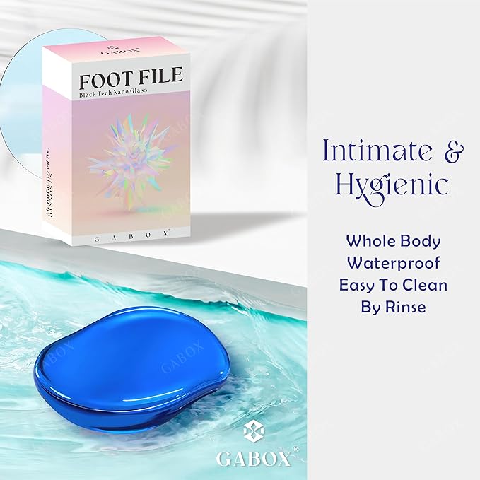 GABOX Nano Glass Pro Foot File - Callus Remover for Feet - Heel Foot Scrubber Dead Skin Exfoliator - Pedicure SPA Tool for Women & Men - Removedor de Callos en Los Pies - Crystal Blue