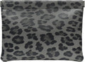Leopard Leather Small Makeup Pouch for Women,Cosmetic Accessories Organizer,Waterproof and Portable Cosmetic Bag,Self-closing, No Zipper, Aesthetic Storage Pouch,Lipstick for Purse,Black