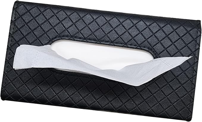 Car Sun Visor Tissue Holder, Car Napkin Holder, Premium PU Leather, Mask Holder for Sun Visor Vehicle, with Tissue Refill, Black
