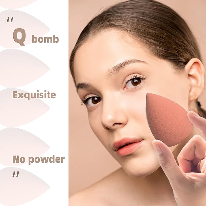 COSTICA Makeup Sponge, 4 Pcs Beauty Blender for Foundation Blending Sponge, Pink Makeup Blender with Storage Box, Flawless for Liquid Cream and Powder
