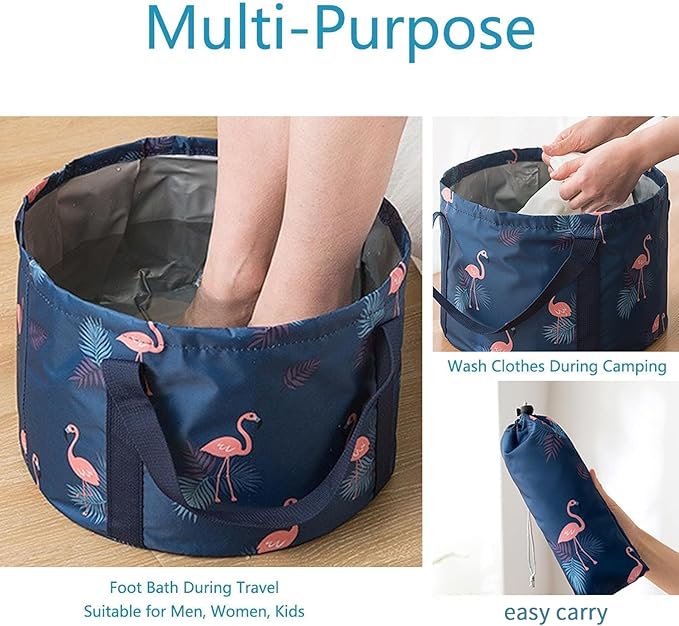 Multifunctional Collapsible Bucket for Soaking Feet, Portable Foot Bath Bag, Foot Spa Soaking Feet Home Pedicure Basin Outdoor Camping for Washing, Fishing Wait Handy Carrying Bag, Large