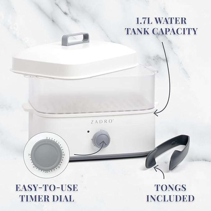 Zadro Towel Steamer with Tongs, 850W Heater, 8L Tray, 1.7L Tank, 30-min Timer for Facials, Manicures, Pedicures, Shaving (13"x12", 120V/850W, 8L, Dark Green)