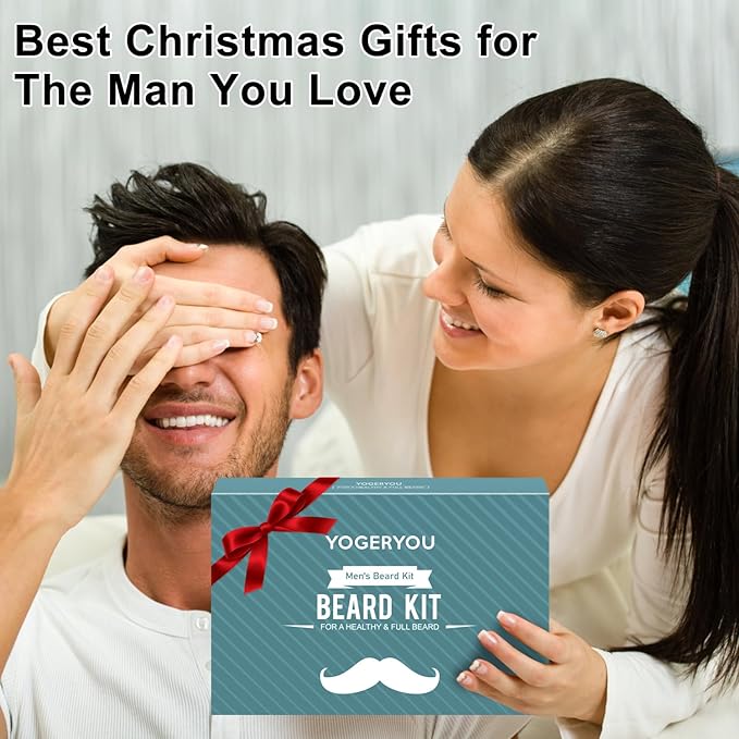 Beard Kit,Beard Grooming Kit for Men W/Straight Razor,2 PACK Beard Oil, Wash, Balm, Brush, Comb, Scissors Mens Birthday Christmas Gifts for Men Boyfriend Husband Beard Trimming Shaving Kit