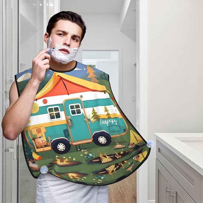 Cute Black Pug Dog-Standard-Scale-2_00x Print Beard Bib Shaving Apron, Beard Hair Trimming Cape Gift For Dad