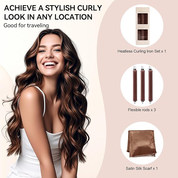 Heatless Curls Overnight Set - Jumbo Overnight Hair Curlers to Sleep In, Soft Velvet Hair Rollers for Women, No Damage Curls Styling Tools 4pcs
