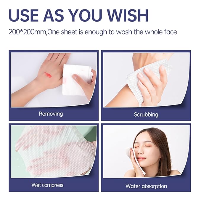 Face Clean Towels, 100 Count Ultra Thick Disposable face towels Facial Wash Cloth for Sensitive Skin, Lint- free Facial Tissue, Skincare and Makeup Remover (2 Pack)