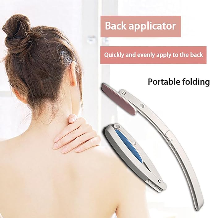 Back Cream Aid,Cream Applicator for The Back,Foldable Lotion Applicator with Long Handle,Cream Aid for Back Sun Cream, Self Tanning Back Applicator (Pink)