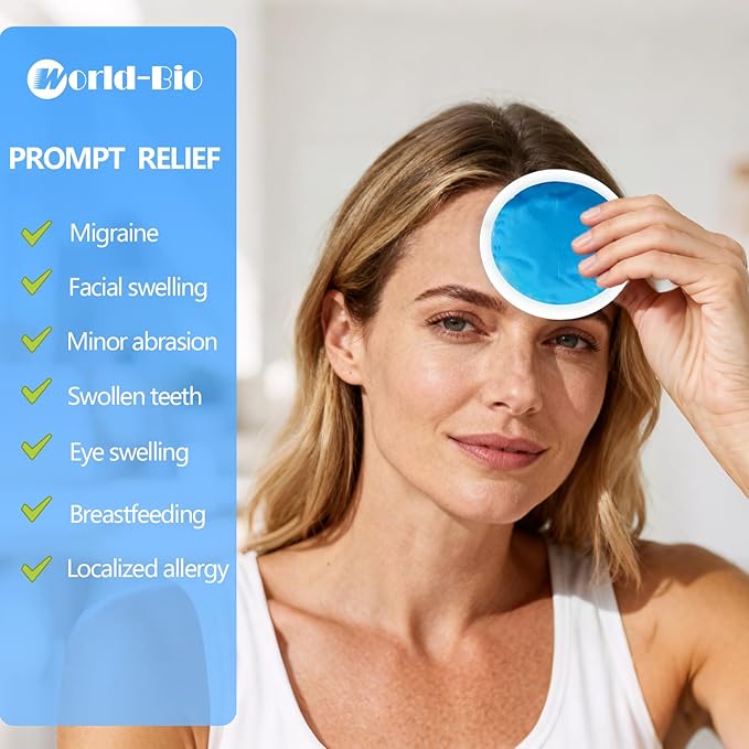 Soft Ice Pack/Small Ice Packs for Injuries Reusable, Small Round Gel Hot & Cold Compress (12 Pack) for Pain Relief, Toothache, Surgery Recovery - Soothing Gel with Sleeve - Blue