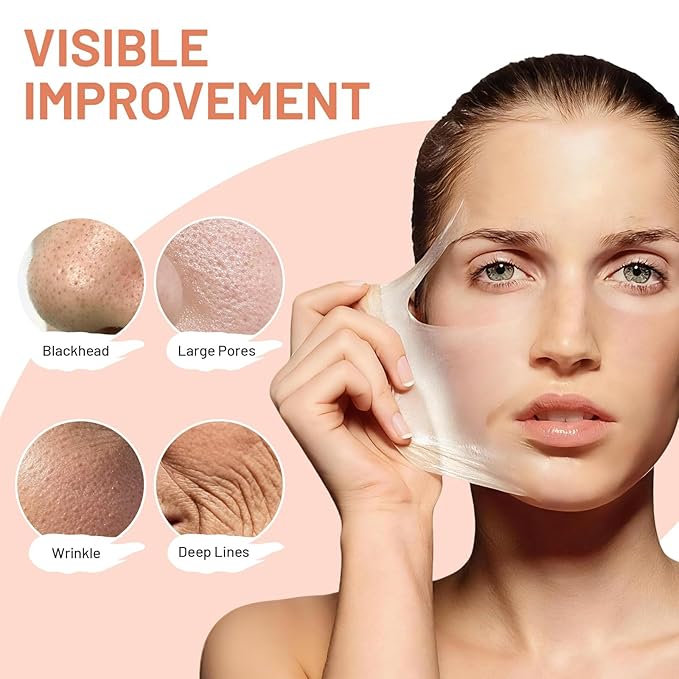 Collagen Peptides Night Wrapping Face Mask, Hyaluronic Acid Peel Off Masks with Vitamin E for Deep Hydrating and Smooth Looking, Overnight Facial Mask for Women Glass Skin, 150ML Large Size