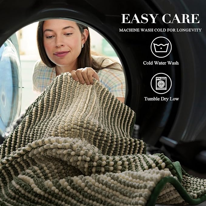 BSICPRO Large Bathroom Rugs, Bath Mat Rug for Bath Non Slip 22 x 60 Inches Water Absorbent Chenille Bathroom Runner Rugs Floor Mats Machine Washable (Green)