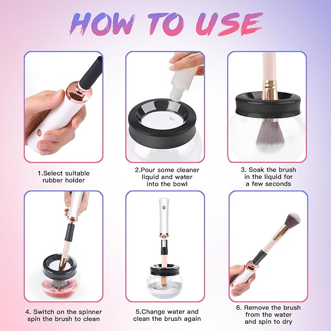 Electric Makeup Brush Cleaner Machine - Makeup Brush Cleaner for Brushes Wash and Dry Quickly -Perfect for Daily Makeup or Frequently Used Makeup Brushes
