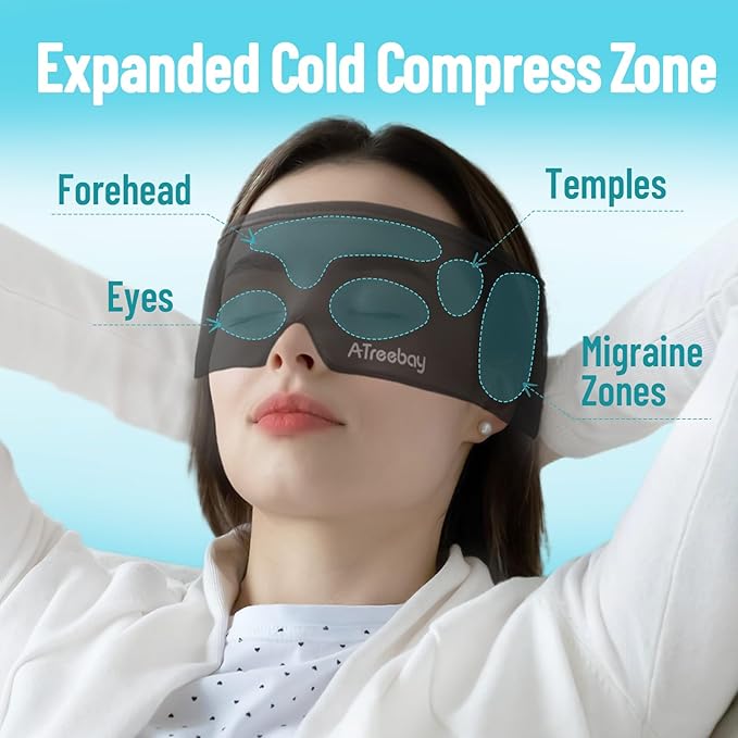 Cooling Eye Mask, Cold Eye Mask for Puffiness, Reusable Ice Eye Masks for Dark Circles And Puffy Eyes, Relieve Your Migraines and Headaches with Gel Eye Masks Therapy, Long-Lasting Comfort, Black