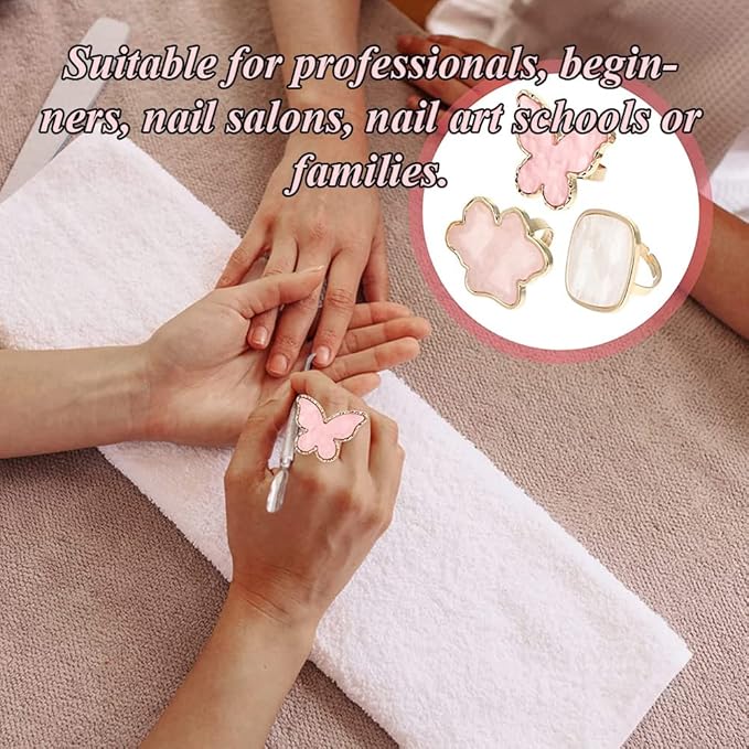 AKOAK Adjustable Mini Nail Ring Tray, Resin Nail Art Gel Makeup Plate Palette, Ring Gel Polishing Mixing Tray DIY Color Plate Nail Art Polishing Paint Plate (Rectangle, 2Pcs)