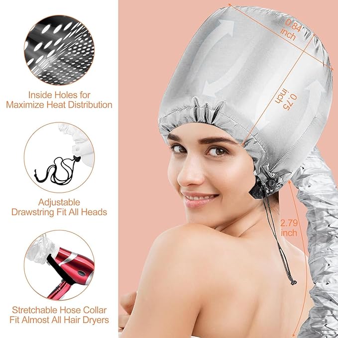 42 pcs 7" Flexible Rods,Hair Curlers Rollers Flexible Curling Rods,Heatless Bendy Foam Curls for Long,Medium,Short Hair to Sleep in,with Hair Dryer Bonnet,Drying Towel 3 IN 1(Gray)