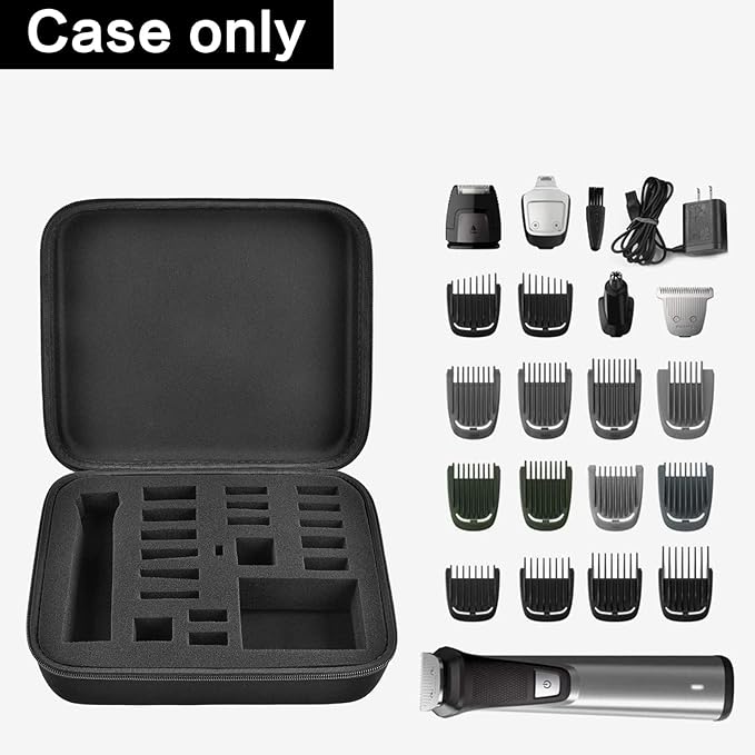 Case Compatible with Philips for Norelco Multigroom Series 7000 5000 Men's Grooming Kit with Trimmer MG7750/49 MG7910/49 MG9510/60. Storage Holder for Attachment Trimmers (Box Only) -Black Inner