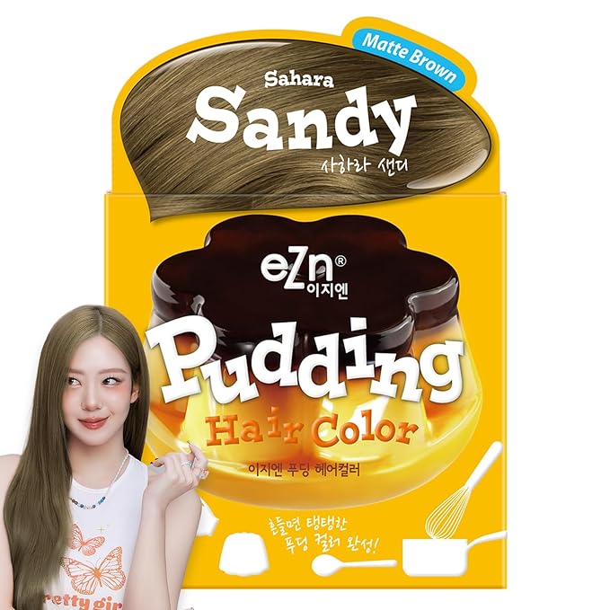 eZn Pudding Hair Dye for Sensitive Scalps – (Sahara Sandy) | No-Drip, Ammonia-Free, Long-Lasting Semi-Permanent Hair Color with Keratin for Gentle Gray Coverage at Home