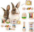 6 Pcs Wooden Bunny Toys - Safe Rabbit & Guinea Pigs Teeth Grinding Toys for Chinchillas, Hamsters & Small Animals - Indoor & Outdoor