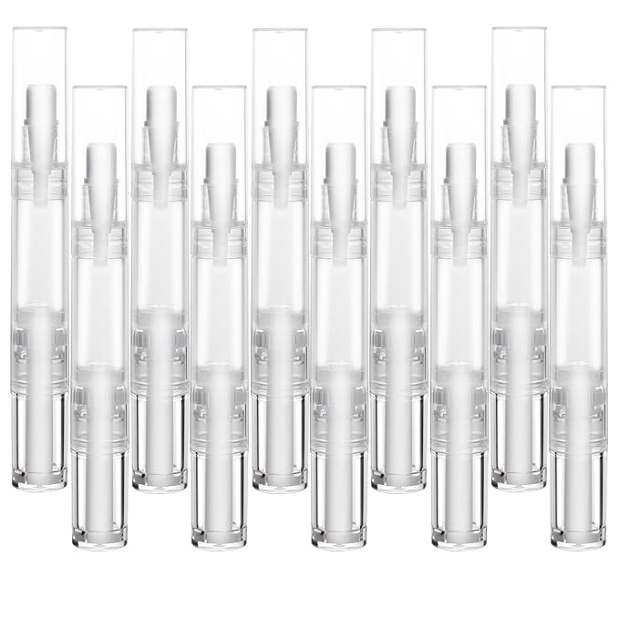 10 pcs 5ml Empty Cuticle Oil Pen, Nail Oil Twist Pen with Brush, Eyelash Growth Liquid Tube, Cosmetic Lip Gloss Container