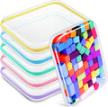 Sanwuta 6 Pcs Clear Hard Zipper Case Plastic Zipper Pouches Transparent Makeup Bag Pencil Case Pouches Toiletry Diaper Bag for Travel Toy Storage Organizer Bins(Assorted Color,13.78 x 11.81 x 2 Inch)