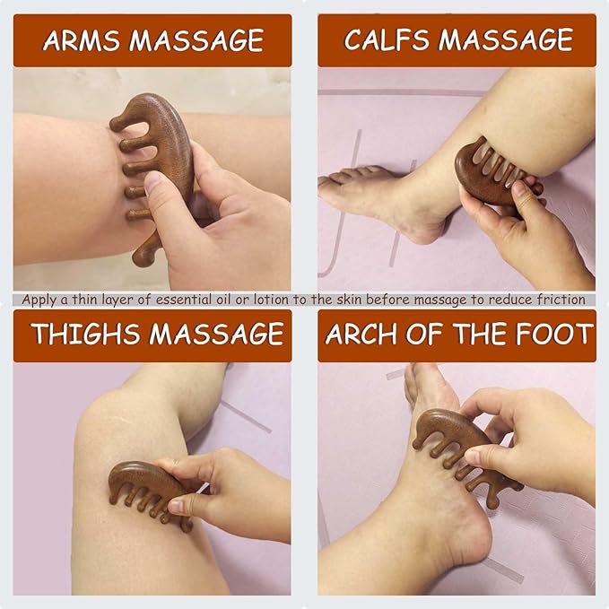 Wooden Scalp Massager for Scalp Gua sha, Massage Comb, Wooden Head Massager - Sandalwood