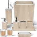 Bathroom Accessories Set - Gorgeous Beige Bathroom Set, 10PC Bathroom Accessory Set, Toilet Brush, Trash Can & Soap Dispenser
